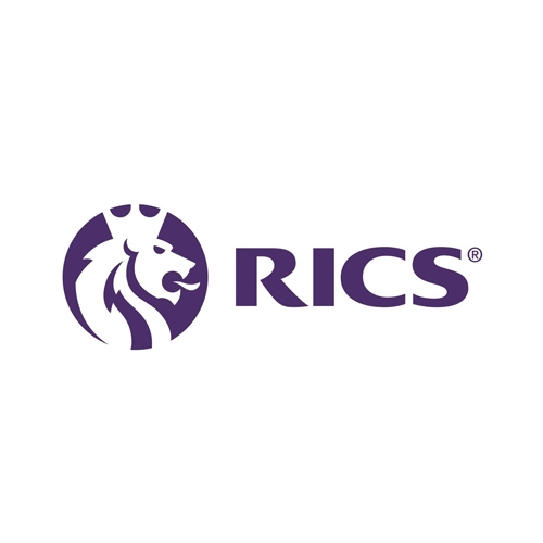 Purple logo featuring a stylized lion's head inside a circle, next to the uppercase text "RICS" on a white background—ideal for an Essex architect or party wall surveyor seeking a professional brand identity.